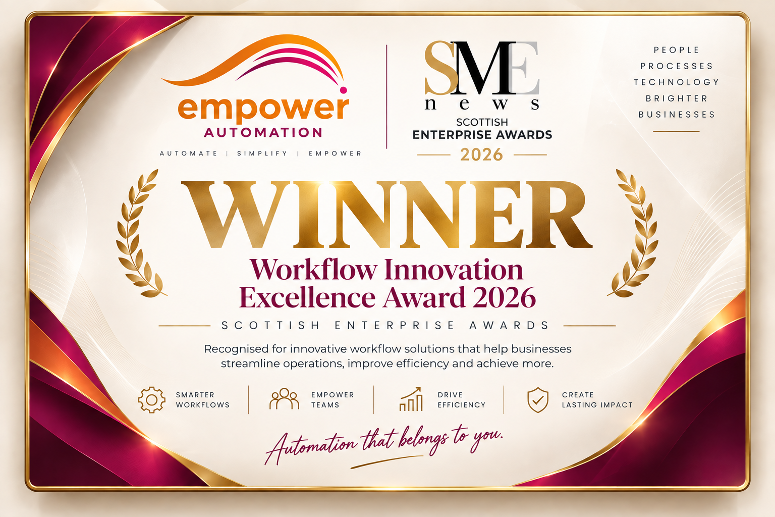 Scottish Enterprise Awards 2026 - Workflow Innovation Excellence Award 2026